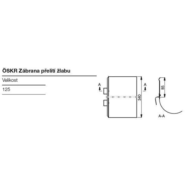 Zábrana přelití žlabu Lindab OSKR - rovná / RAL 9005 černá