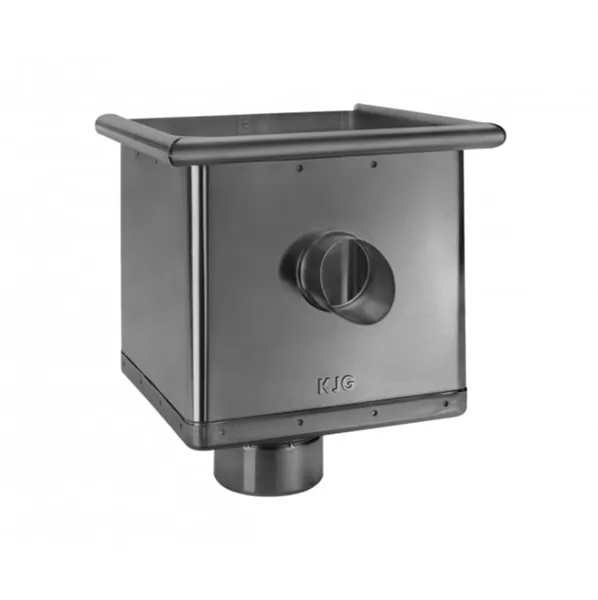 KJG sběrný kotlík kubický excentrický 100 mm / pozink RAL 9005 černý