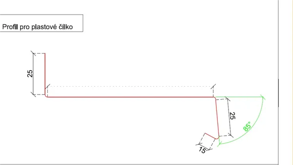 Venkovní parapet na míru / profil pro PVC čelo, pozink RAL7016 šedý