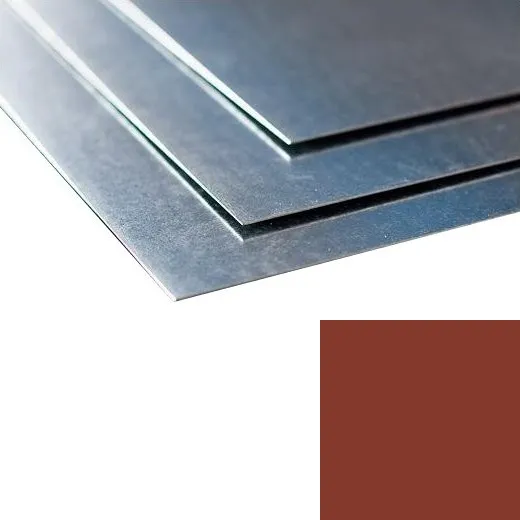 Tabule pozink 0,5 x 1250 x 2000 mm oboustranná s fólií PES RAL 8004 cihlová