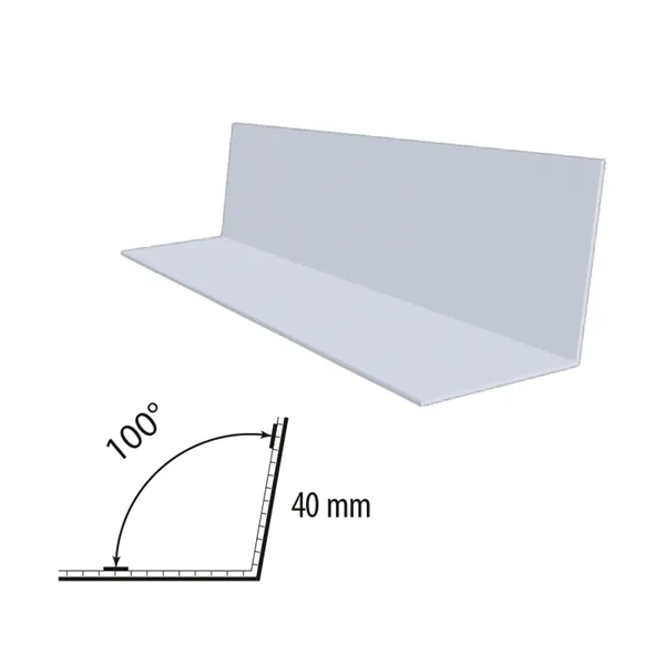 Koutová lišta 40 x 60 mm r.š.100 mm   /  BAUDER PVC světle šedá 7035