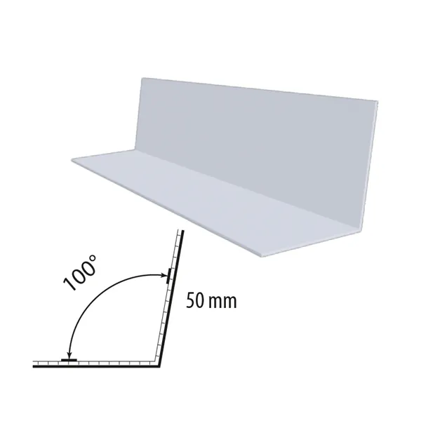 Koutová lišta 50 x 50 mm r.š.100 mm   /  BAUDER PVC světle šedá 7035