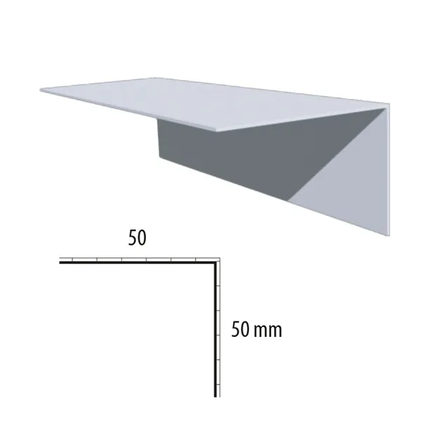 Rohová lišta 50 x 50 mm r.š.100 mm   /  BAUDER PVC světle šedá 7035
