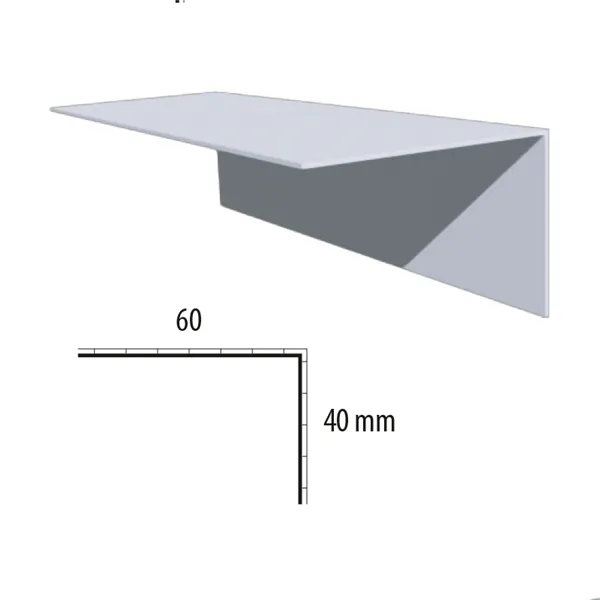 Rohová lišta 40 x 60 mm r.š.100 mm   /  BAUDER PVC světle šedá 7035