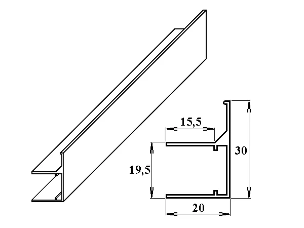 Lanit Plast ukončovací / okrajový U/F profil 16mm, hliníkový