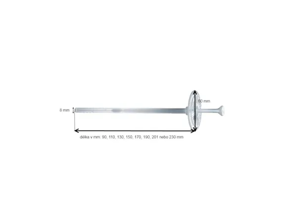 HPI hmoždinka ejotherm NTK U s plastovým trnem 8/60 x 230 mm  (výprodej)