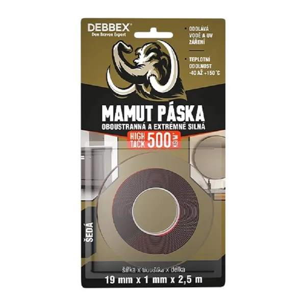 Oboustranná páska MAMUT HIGH TACK 19mm x 2,5m BLISTR
