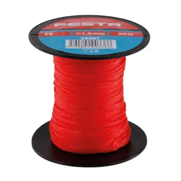 Provázek stavební pletený 50 m x 1,7 mm červený