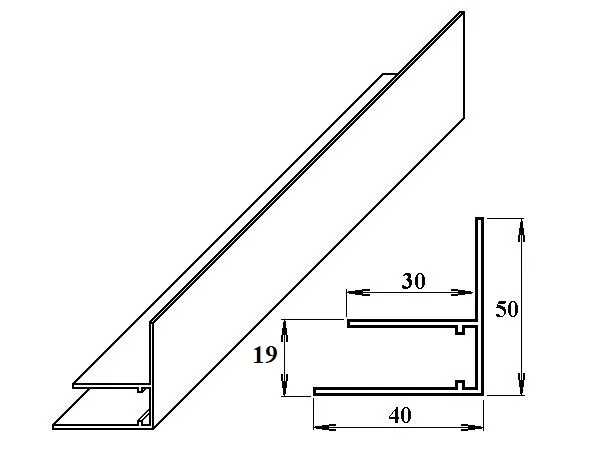Lanit Plast okrajový F profil / tl.16mm, délka 6 m, hliníkový