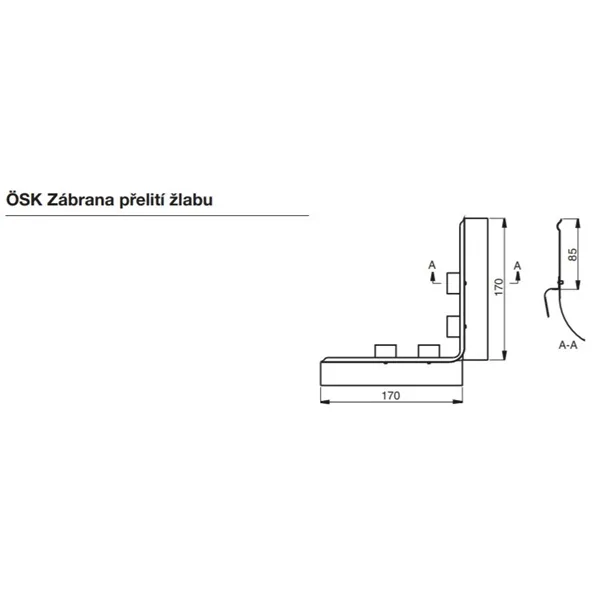 Zábrana přelití žlabu Lindab OSK - kout / RAL 7016 břidlicově šedá