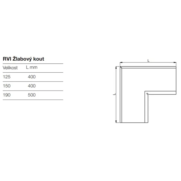 Žlabový roh k úžlabí Lindab RVI 125 mm 90° / RAL 7011 tmavě šedá